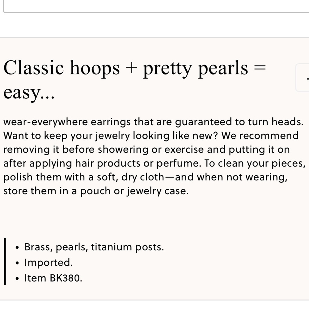 J.Crew‎ Bead Hoop Earrings Pearl Classic Gold Large - Picture 7 of 7